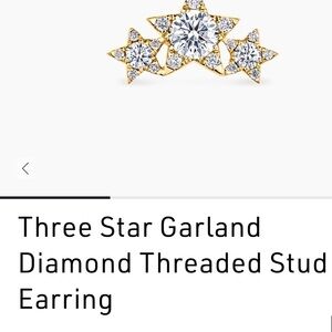 Maria Tash Gold Three Star Diamond Threaded Stud Earring - Single